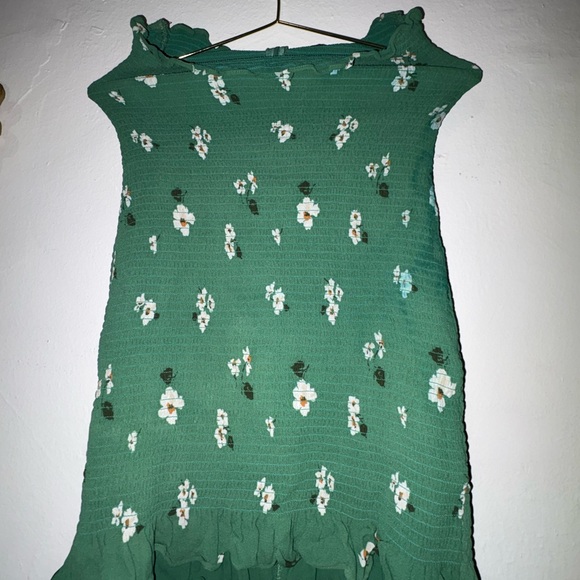 Reformation Dresses & Skirts - Reformation Girls Green Floral Ruffle-Trim Dress